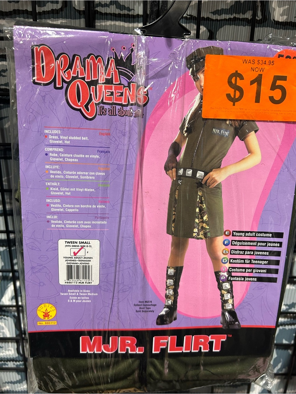 Rubie's MJR. FLIRT Kids Costume in Olive Green and Black with Camo Accents